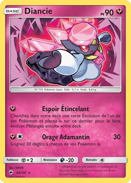 Diancie, carte Pokémon BUS 94 — extension Ombres Ardentes