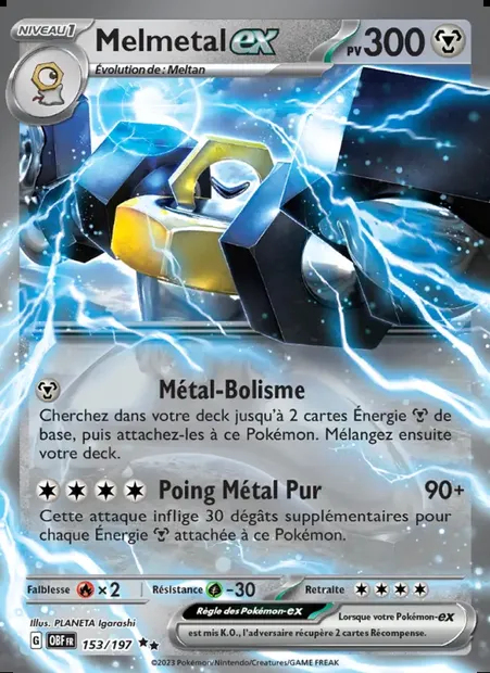 Melmetal-ex, carte Pokémon OBF 153 — extension Flammes Obsidiennes