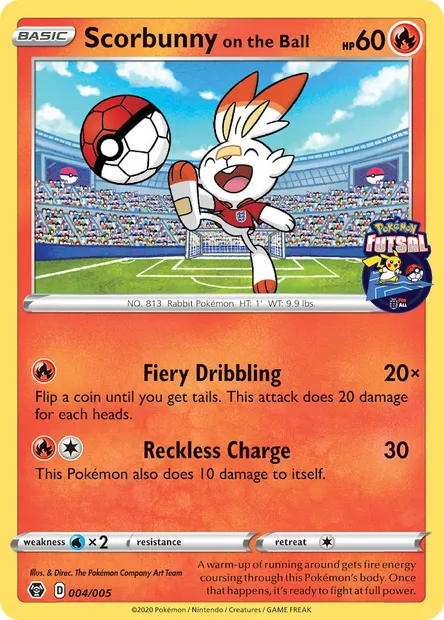 Scorbunny on the Ball, Pokémon card FUT20 4 — Pokémon Futsal 2020 set
