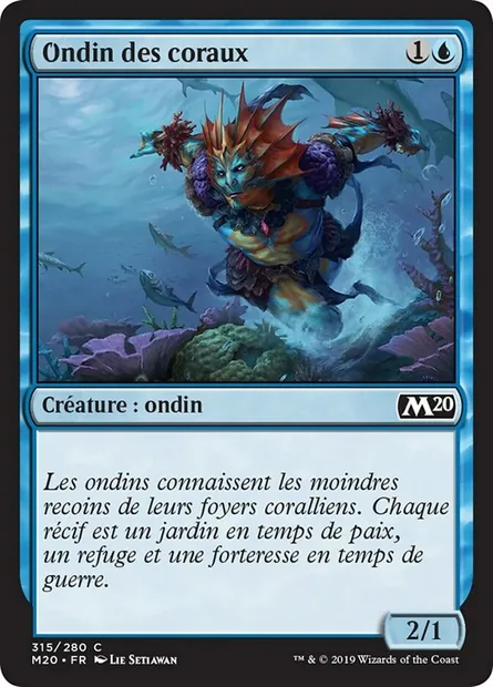 Ondin des coraux, carte Magic M20 315 — extension Core Set 2020