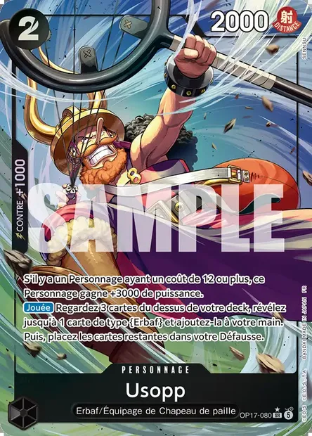 Usopp, carte One Piece OP17-080 — extension LES GUERRIERS LES PLUS PUISSANTS AU MONDE