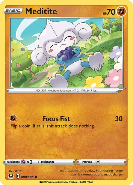 Meditite, Pokémon card LOR 099 — Lost Origin set