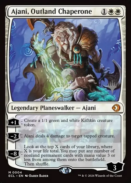 Ajani, chaperon de l'horizon, carte Magic PECL 4p — extension Lorwyn Eclipsed Promos