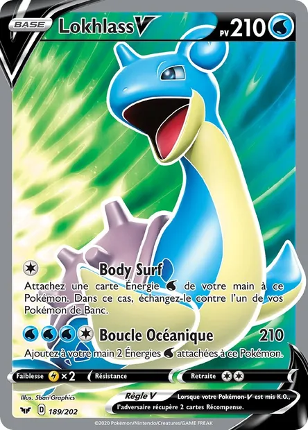 Lokhlass V, carte Pokémon SSH 189 — extension Épée et Bouclier