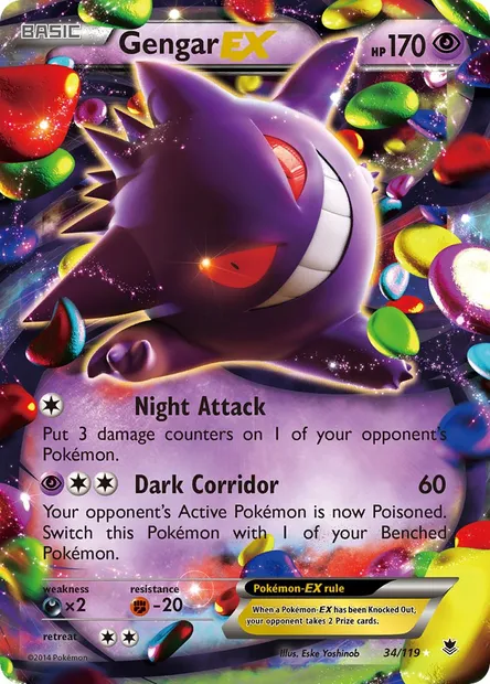 Gengar EX, Pokémon card PHF 34 — Phantom Forces set