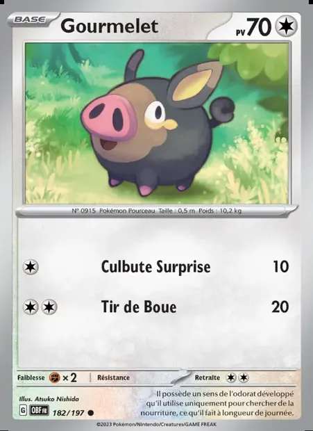 Gourmelet, carte Pokémon OBF 182 — extension Flammes Obsidiennes