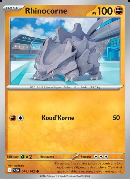Rhinocorne, carte Pokémon SCR 074 — extension Couronne Stellaire