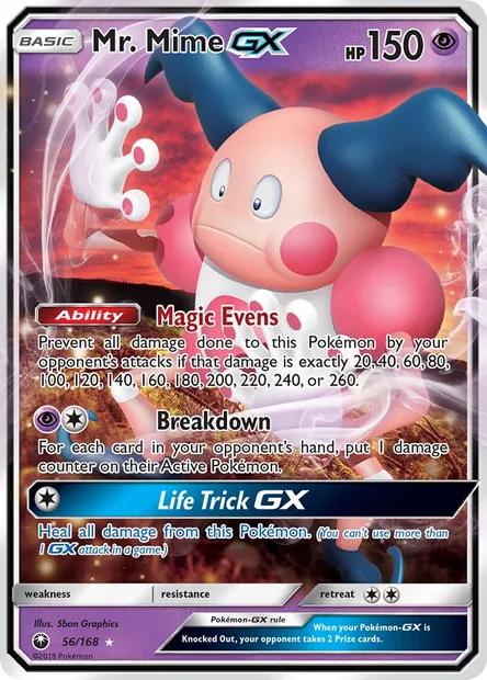 Mr. Mime GX, Pokémon card CES 56 — Celestial Storm set