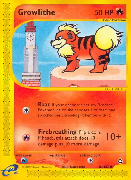 Growlithe, Pokémon card AQ 80 — Aquapolis set