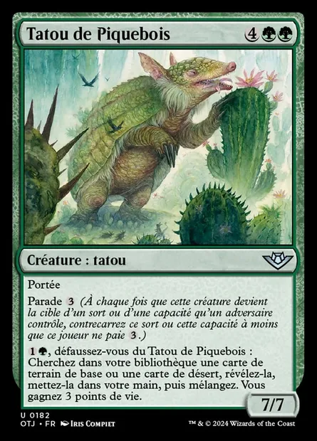 Tatou de Piquebois, carte Magic OTJ 182 — extension Outlaws of Thunder Junction