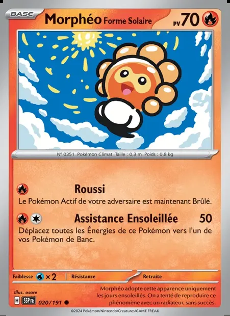 Morphéo Forme Solaire, carte Pokémon SSP 020 — extension Étincelles Déferlantes