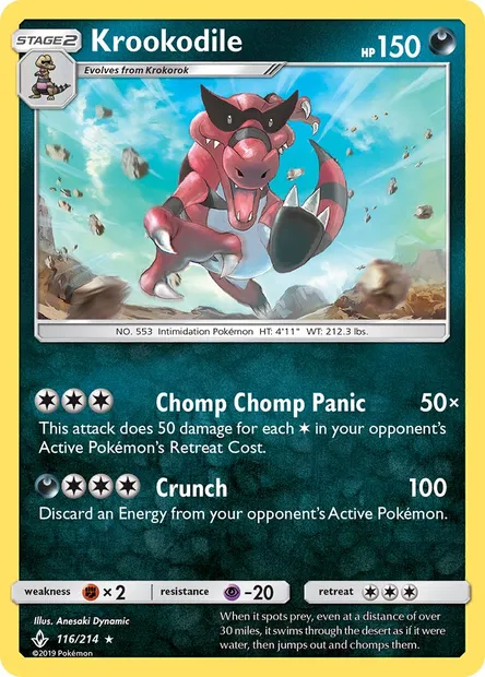 Krookodile, Pokémon card UNB 116 — Unbroken Bonds set
