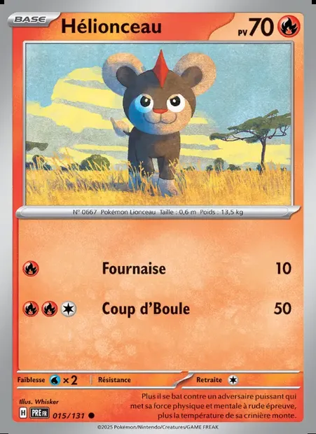 Hélionceau, carte Pokémon PRE 015 — extension Évolutions Prismatiques