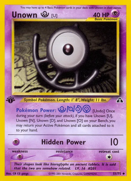 Unown [U], Pokémon card ND 51 — Neo Discovery set