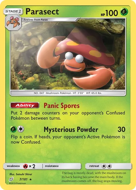 Parasect, Pokémon card TEU 7 — Team Up set