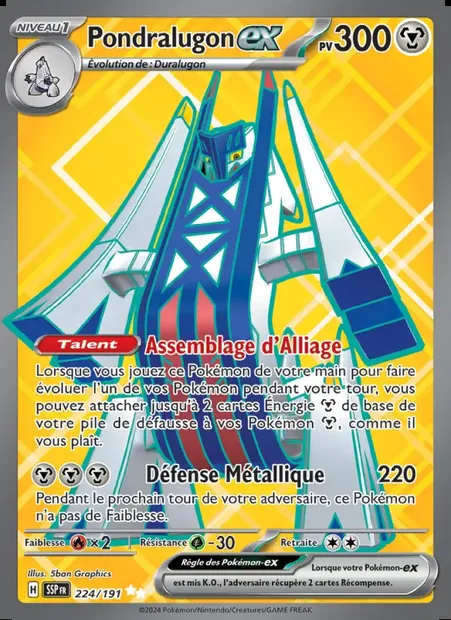 Pondralugon-ex, carte Pokémon SSP 224 — extension Étincelles Déferlantes