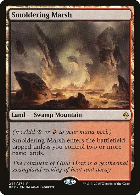 Smoldering Marsh, Magic card BFZ 247 — Battle for Zendikar set