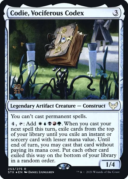 Codie, Vociferous Codex, Magic card PSTX 253s — Strixhaven: School of Mages Promos set