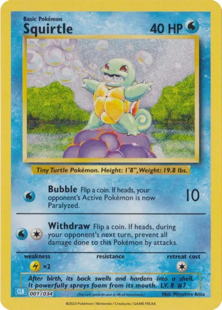 Carapuce, carte Pokémon CLB 001 — extension Pokémon TCG Classic: Blastoise & Suicune ex Deck