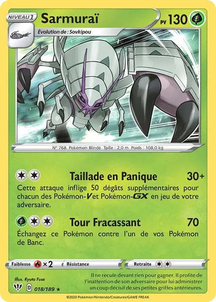 Sarmuraï, carte Pokémon DAA 18 — extension Ténèbres Embrasées