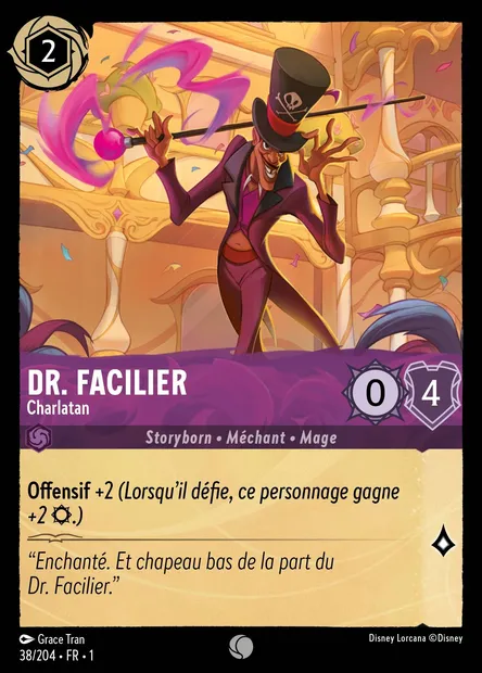 Dr. Facilier - Charlatan, carte Disney Lorcana CH1-038 — extension Premier Chapitre