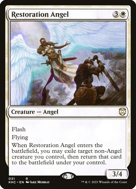 Restoration Angel, Magic card KHC 31 — Kaldheim Commander set