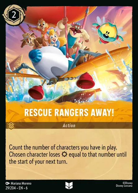 Rescue Rangers Away!, Disney Lorcana card CH6-029 — Azurite Sea set