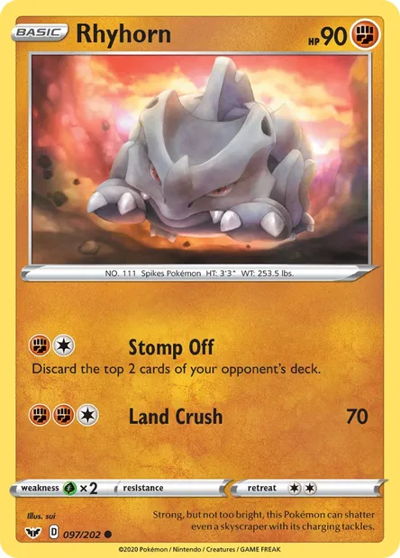 Rhyhorn, Pokémon card SSH 97 — Sword & Shield set