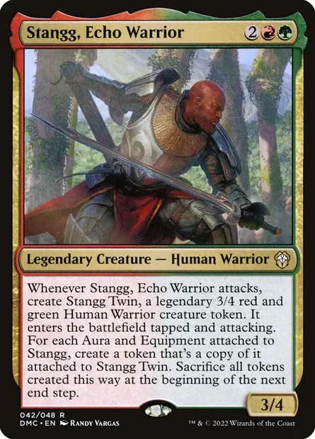 Stangg, Echo Warrior, Magic card DMC 42 — Dominaria United Commander set