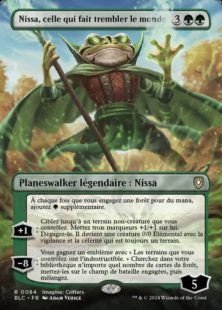 Nissa, celle qui fait trembler le monde, carte Magic BLC 84 — extension Bloomburrow Commander