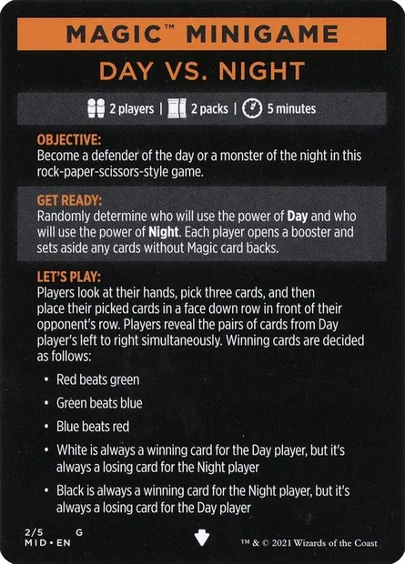 Day Vs. Night // Day vs. Night (cont'd), Magic card MMID 2 — Innistrad: Midnight Hunt Minigames set