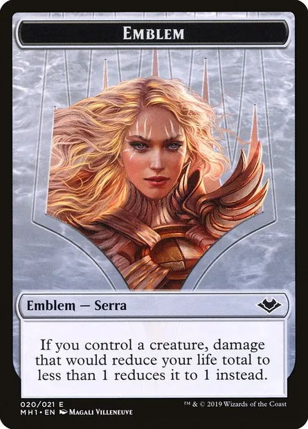 Serra the Benevolent Emblem, carte Magic TMH1 20 — extension Modern Horizons Tokens