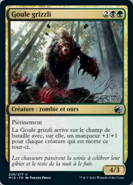 Goule grizzli, carte Magic MID 226 — extension Innistrad : chasse de minuit