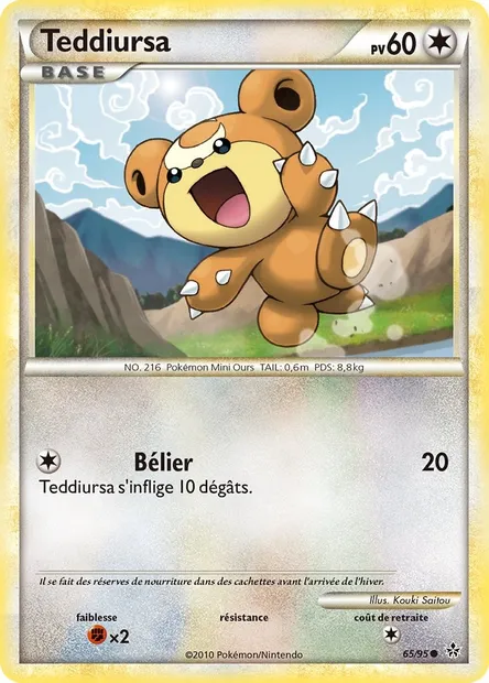 Teddiursa, carte Pokémon UL 65 — extension Déchaînement