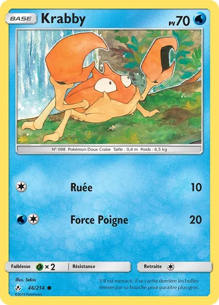 Krabby, carte Pokémon UNB 46 — extension Alliance Infaillible