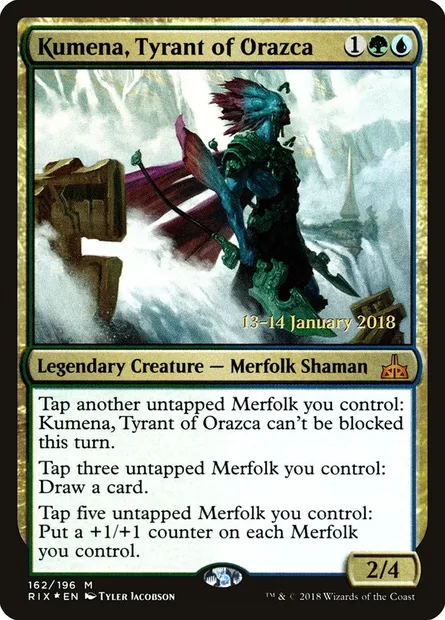 Kumena, tyran d'Orazca, carte Magic PRIX 162s — extension Rivals of Ixalan Promos