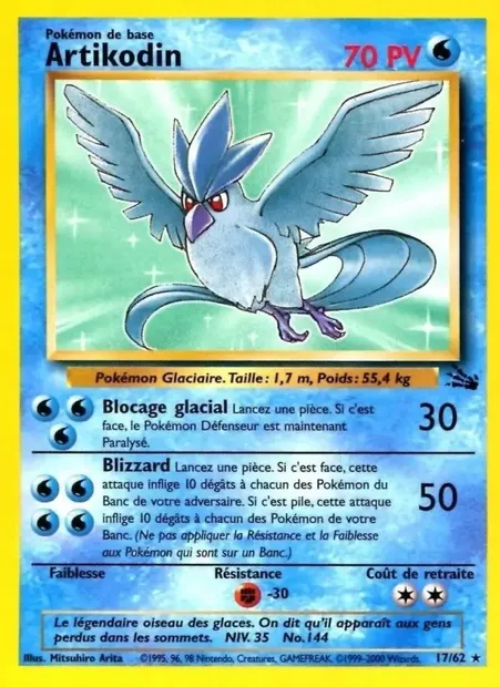 Artikodin, carte Pokémon FO 17 — extension Fossile
