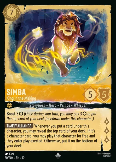 Simba - King in the Making, Disney Lorcana card CH10-020 — Whispers in the Well set