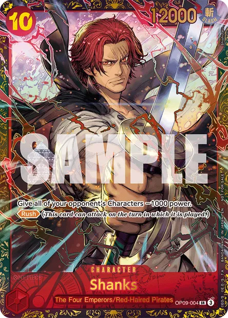 Shanks, One Piece card OP09-004 — EMPERORS IN THE NEW WORLD set