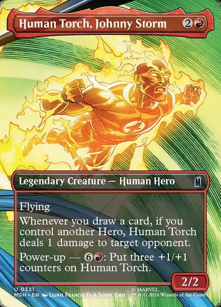 Human Torch, Johnny Storm, Magic card MSH 321 — Marvel Super Heroes set
