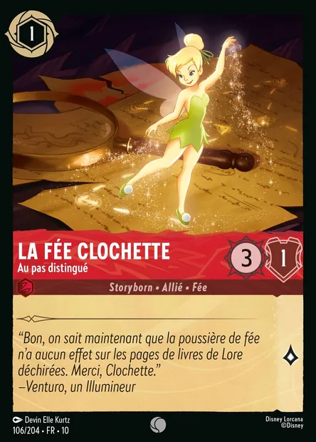 La Fée Clochette - Au pas distingué, carte Disney Lorcana CH10-106 — extension Lueurs dans les Profondeurs