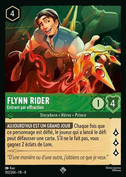 Flynn Rider - Entrant par effraction, carte Disney Lorcana CH8-102 — extension Le Règne de Jafar