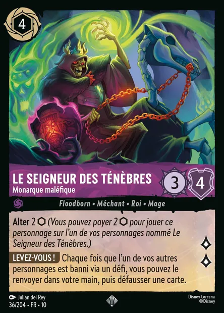 Le Seigneur des Ténèbres - Monarque maléfique, carte Disney Lorcana CH10-036 — extension Lueurs dans les Profondeurs