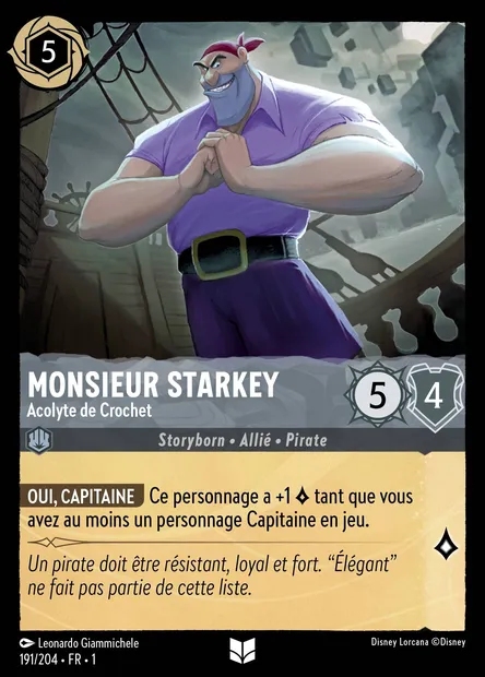 Monsieur Starkey - Acolyte de Crochet, carte Disney Lorcana CH1-191 — extension Premier Chapitre