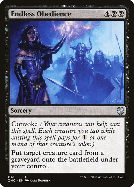 Endless Obedience, Magic card ZNC 41 — Zendikar Rising Commander set