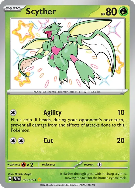 Scyther, Pokémon card PAF 095 — Paldean Fates set