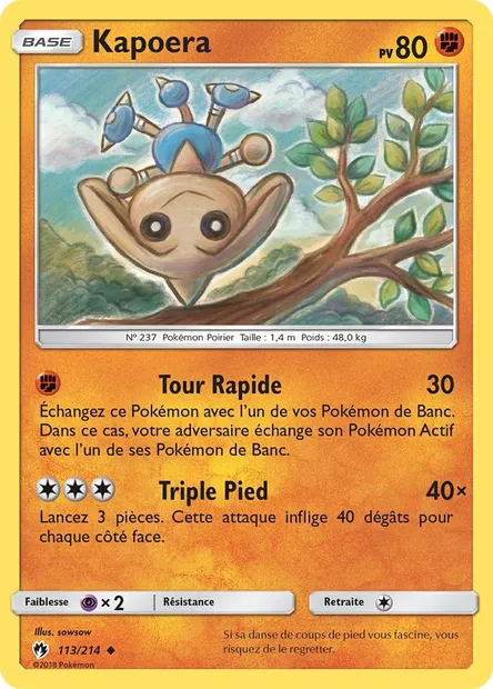 Kapoera, carte Pokémon LOT 113 — extension Tonnerre Perdu