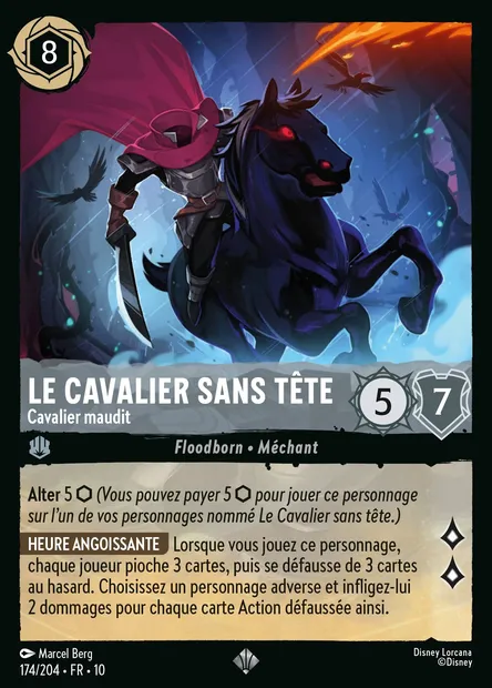 Le Cavalier sans tête - Cavalier maudit, carte Disney Lorcana CH10-174 — extension Lueurs dans les Profondeurs
