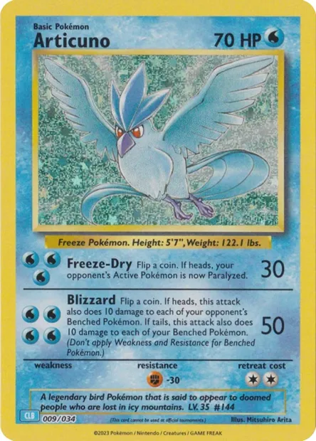 Articuno, Pokémon card CLB 009 — Pokémon TCG Classic: Blastoise & Suicune ex Deck set