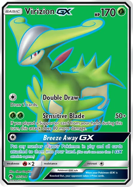 Virizion GX, Pokémon card LOT 197 — Lost Thunder set